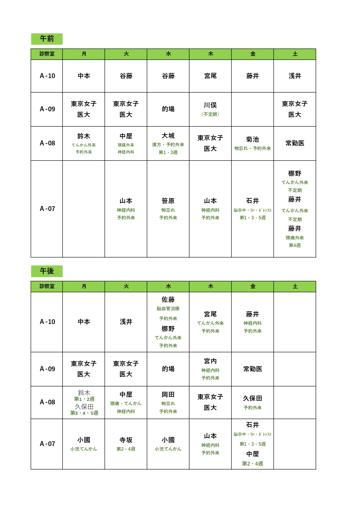外来｜TMGあさか医療センター 脳神経外科